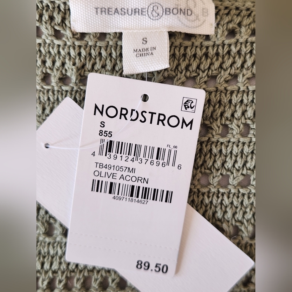 NWT || TREASURE & BOND || crocheted dress flutter sleeves mini scoop neck sz S - Picture 6 of 6
